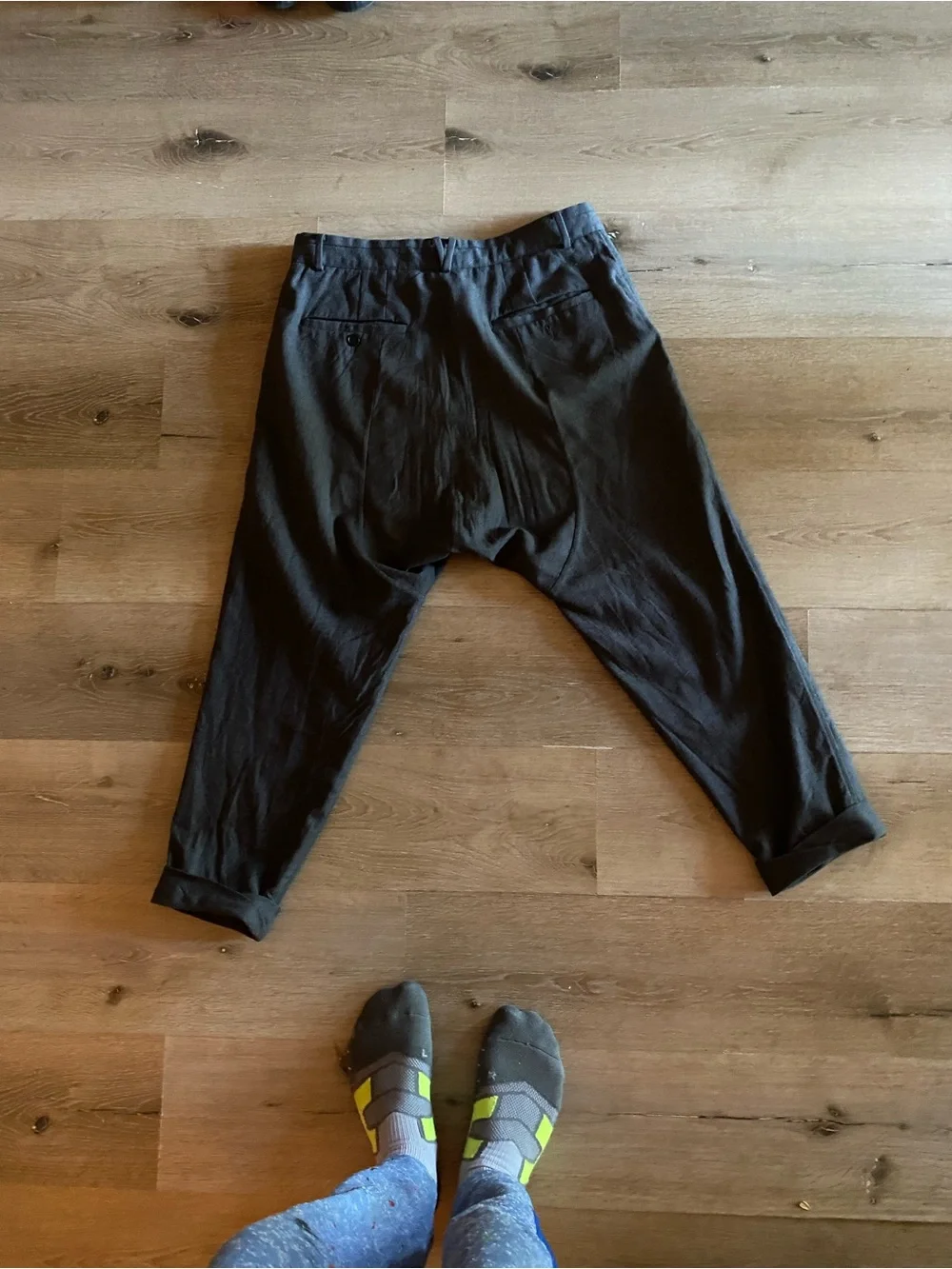 AllSaints Men's Dark Brown Flat Front Pants